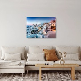 Tablou pe sticlă - Amurg în Santorini (70x50 cm)