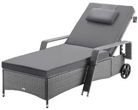 Deuba Recliner de lux cu roată gri - perne antracit