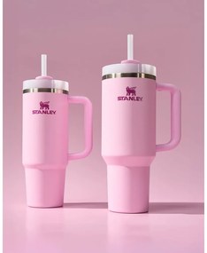 Termos roz cu pai din oțel inoxidabil 1,18 l Quencher H2.0 FlowState Tumbler Cherry Blossom – Stanley