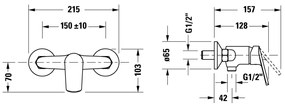 Duravit No. 1 baterie de dus perete crom N14230000010