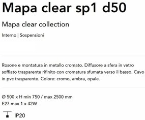 Lustra/Pendul design decorativ Mapa clear sp1 d50