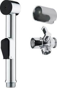 Set baterie bideu, cu comutator de dus si suport fix de perete, crom, Deante Bidetta