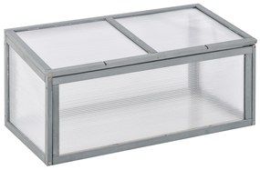 Outsunny Frühbeet Sopron din lemn și policarbonat 90 x 46 x 40 cm Șopron cu acoperire rezistentă la intemperii pentru grădină Plantbeet Gri | Aosom Romania