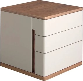 Noptiera cu 3 sertare furnir din lemn de nuc si MDF lacuit, Anna