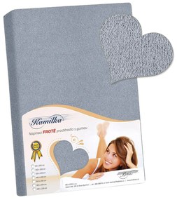 Cearșaf de pat Kamilka din frotir gri-albăstrui, 200 x 220 cm