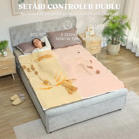 Pătură Încălzitoare HOMCOM 160x140 cm cu 5 Nivele de Căldură Alb | Aosom Romania
