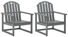vidaXL Scaune de grădină, 2 buc., gri, lemn masiv de acacia
