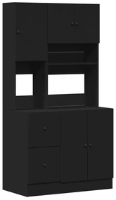 3276533 vidaXL Dulap de bucătărie, negru, 95x50x180 cm, lemn prelucrat