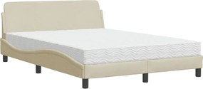 vidaXL Pat cu saltea, Dover, crem, 140x200 cm, textil