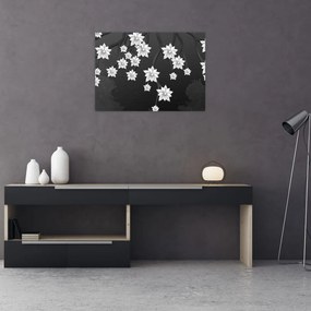 Tablou pe sticlă - Flori pe ramuri (70x50 cm)