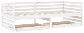 3083690 vidaXL Pat de zi cu sertare, alb, 90x200 cm, lemn masiv de pin