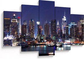 Tablou - Zgârie-nori din New York iluminate (150x105 cm)