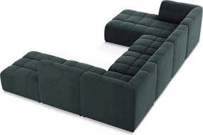 Colțar albastru cu tapițerie din catifea (în formă de "U") Aloha – Makamii