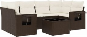 vidaXL Set canapele de grădină cu perne, 7 piese, maro, poliratan