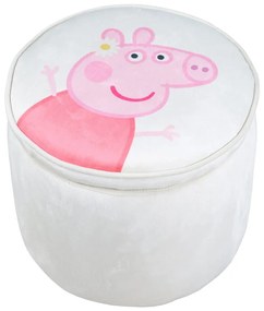 Puf de copii alb cu tapițerie din catifea Peppa Pig – Roba