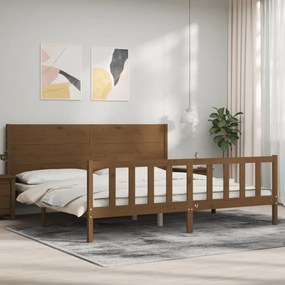 3192774 vidaXL Cadru pat cu tăblie, maro miere, 200x200 cm, lemn masiv