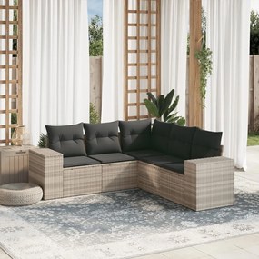 vidaXL Set canapele de grădină cu perne, 5 piese gri deschis poliratan