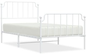 373948 vidaXL Cadru de pat metalic cu tăblie de cap/picioare  alb, 100x190 cm