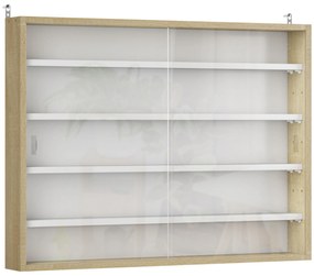 HOMCOM Raft de Perete cu 5 Nivele și Vitrină cu 2 Uși din Sticlă și 4 Rafturi Reglabile | Aosom Romania