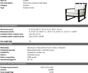 Fotoliu pentru interior si exterior Como, negru 113641 HZ