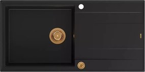 Chiuveta compozit incastrata Quadron Unique Evan 146 XL negru carbon - cupru 100x50 cm
