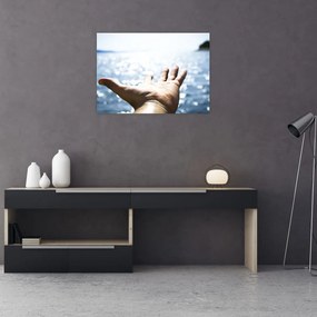 Tablou pe sticlă cu palma deschisă (70x50 cm)