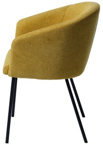 Scaun de sufragerie galben muștar cu cotiere tapițat Easton – Unique Furniture