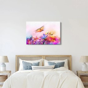 Tablou - Fluture asupra florilor, abstracție (90x60 cm)