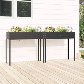 vidaXL Jardiniere de grădină, 2 buc., antracit, oțel galvanizat
