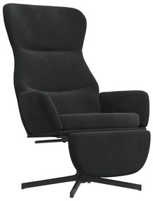 3097501 vidaXL Scaun de relaxare cu taburet, negru, catifea