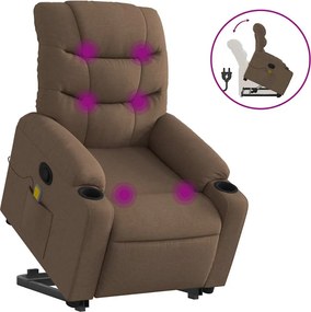vidaXL Fotoliu de masaj rabatabil cu ridicare, maro, textil