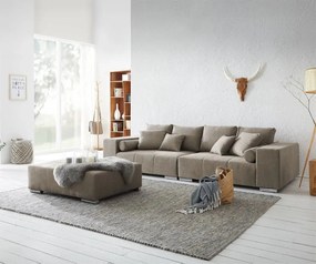 Canapea extensibilă dumonde cu ladă de depozitare si sezut confortabil din spuma high-density, Marbela Enjoy Camel XXL 295x100 cm cu taburet inclus