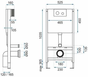 Cadru WC incastrat Rea cu buton H Auriu