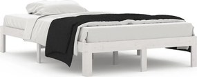 vidaXL Cadru de pat, alb, 120x200 cm, lemn masiv de pin
