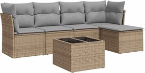 vidaXL Set canapele de grădină cu perne, 6 piese, bej, poliratan