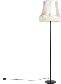 Lampă de podea retro neagră cu abajur crem de tip granny 45 cm - Simplo