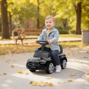 AIYAPLAY Mașinuță Electrică pentru Copii Licență Mercedes Benz cu Claxon și Spațiu Portaoggetti, 65x28x39 cm, Negru | Aosom Romania