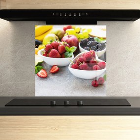 Panou Sticla Bucatarie, 100x100cm, Protectie aragaz, Antistropi, Termorezistent, Alimente, Fructe, Heart Fresh Fruits