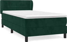 vidaXL Pat box spring cu saltea, verde închis, 80x200 cm, catifea