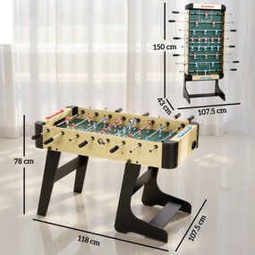SPORTNOW Fotbal de Masă Rabatabil, Biliard de Masă pentru Acasă cu Mânere Antiderapante, 8 Bare, 22 Jucători, 2 Mingi, Tabele de Scor, pentru Copii și Adulți, Școală, Birou, Petreceri, 118x107.5x78 cm, Culoare Lemn | Aosom Romania
