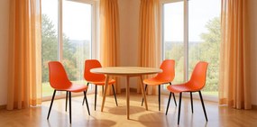 Set 2 scaune portocalii OSAKA cu picioare negre