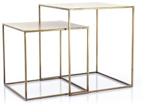 Set 2 masute patrate din metal Levels 40x40x45 cm aurii