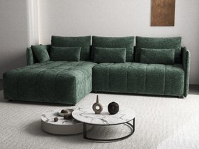 Colțar extensibil dumonde cu ladă de depozitare si sezut confortabil din spuma high-density, Malta Euphoria Green II 235x185 cm