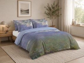 Lenjerie de pat din satin de bumbac WATER LILIES ART COLLECTION Dimensiune lenjerie de pat: 2 buc 60 x 70 cm | 200 x 200 cm
