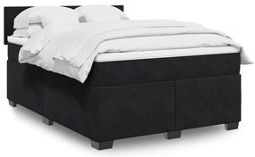 vidaXL Pat box spring cu saltea, negru, 160x200 cm, catifea