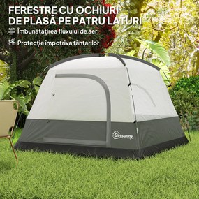Outsunny Cort de Camping pentru 3 Persoane cu Buzunare Detașabile și Geantă de Transport, 200x200x135 cm, Portocaliu | Aosom Romania