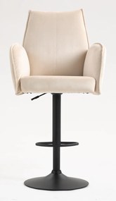 HR280W Scaun Crem din Catifea cu Bază Neagră