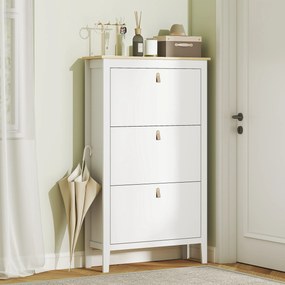 HOMCOM Pantofar Slim cu 3 sertare, pentru 21 perechi de încălțăminte, mărimea EU44 și rafturi reglabile, 80x24x131 cm, alb | Aosom Romania