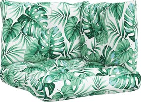 vidaXL Perne de paleți, 3 buc., model cu frunze, material textil