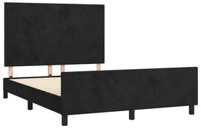 Cadru de pat cu tablie, negru, 140x200 cm, catifea Negru, 140 x 200 cm, Design simplu